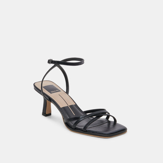 MANJI WIDE HEELS MIDNIGHT PATENT LEATHER
