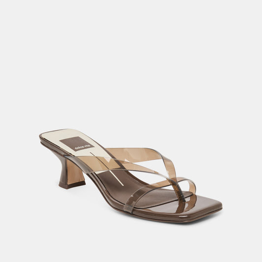 BREVEL VINYL WIDE HEELS DK BROWN JELLY