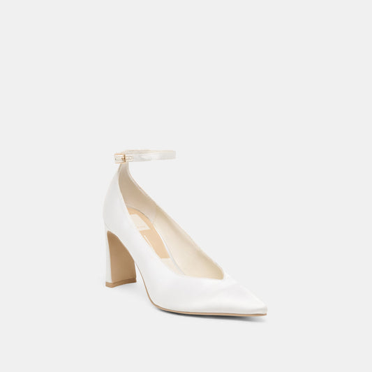 KARSIN SATIN HEELS TRUE WHITE SATIN