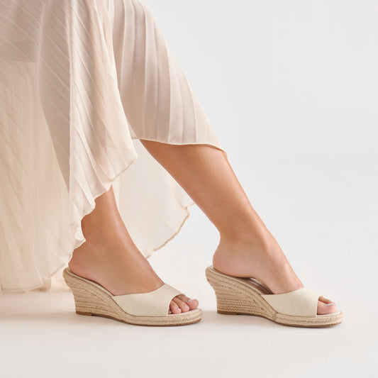 VAYA WEDGES ECRU LINEN