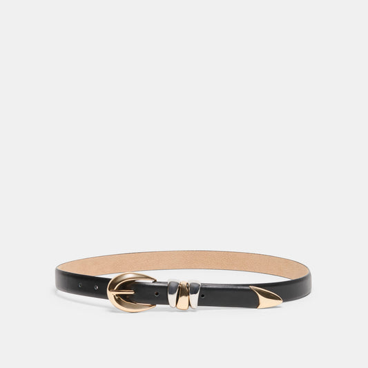 Mixed Metal Black Buckle Belt | Dolce Vita