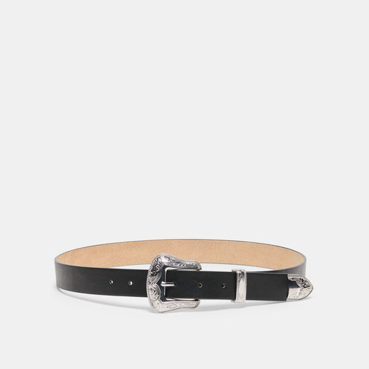 Vintage Western Black Silver Buckle Belt | Dolce Vita