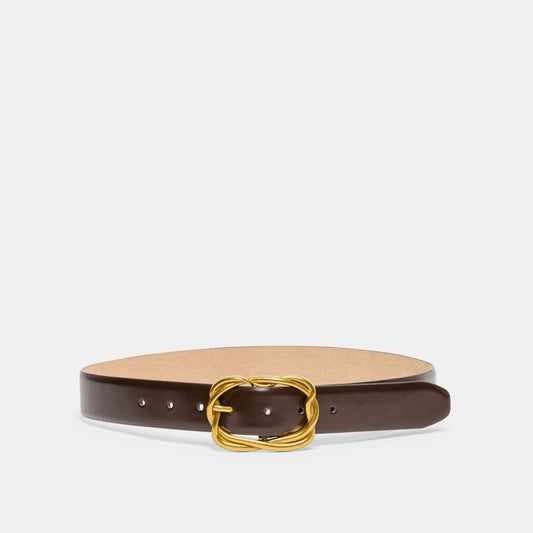 Braided Mahogany Gold Buckle Belt | Dolce Vita