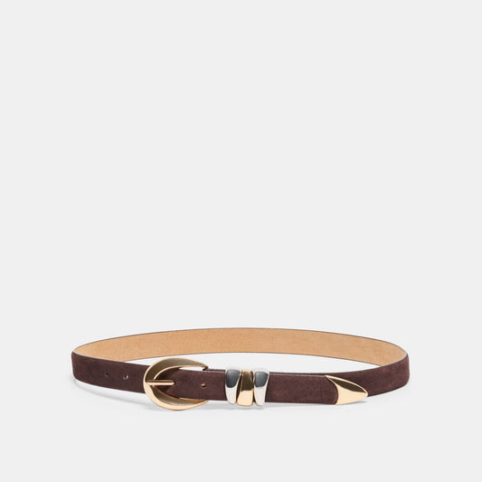 Mixed Metal Mahogany Buckle Belt | Dolce Vita
