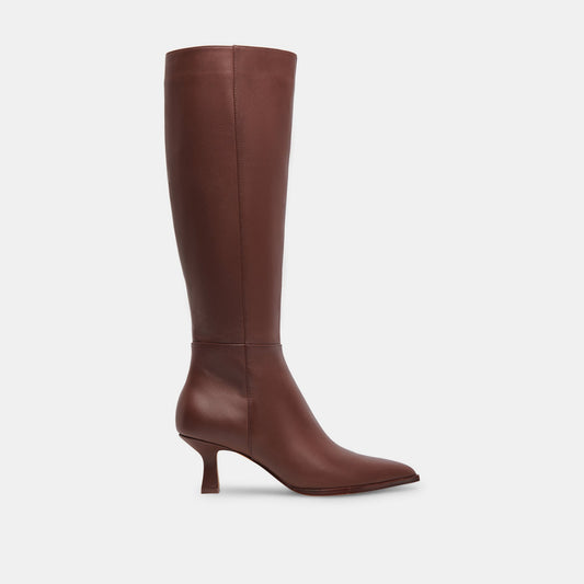Auggie Wide Calf Boots | Chocolate Leather Boots by Dolce Vita