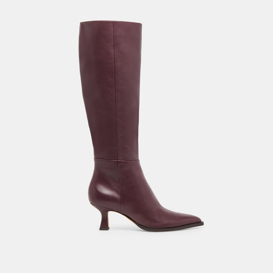 Auggie Wine Leather Wide Calf Boots | Dolce Vita