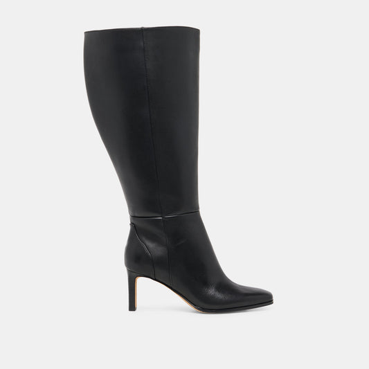 Emmi Black Leather Extra Wide Calf Boots | Dolce Vita
