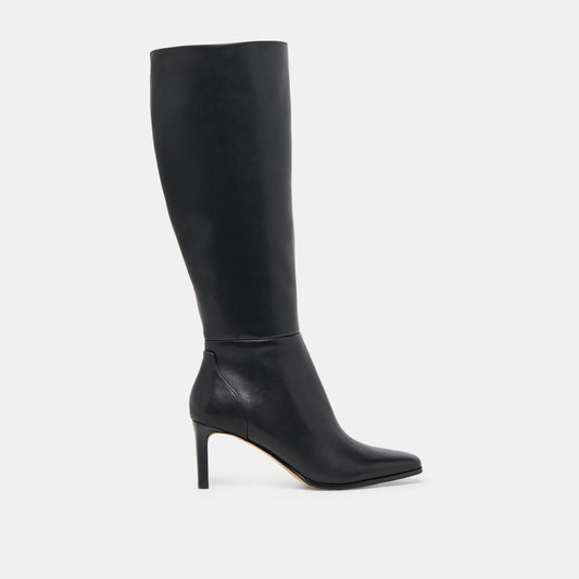 Emmi Black Leather Wide Calf Boots | Dolce Vita