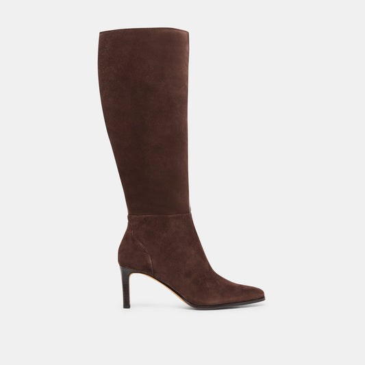 Emmi Dk Brown Suede Wide Calf Boots | Dolce Vita