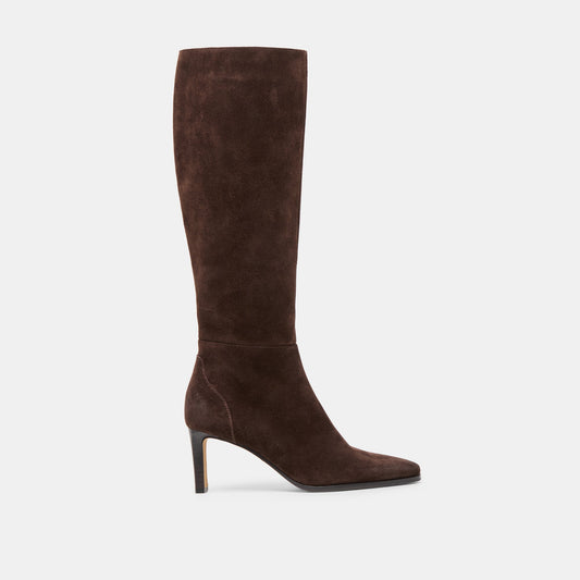 Emmi Narrow Calf Dk Brown Suede Boots | Dolce Vita
