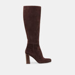 Hudsin Wide Calf Mahogany Suede Boots | Dolce Vita