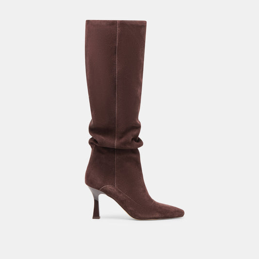 Lousa Mahogany Suede Wide Calf Boots | Dolce Vita