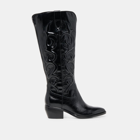 Mirla Black Leather Wide Calf Boots | Dolce Vita