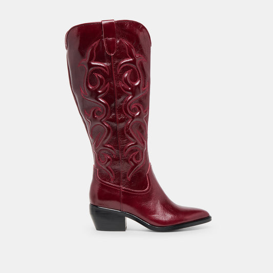 Mirla Oxblood Leather Wide Calf Boots | Dolce Vita