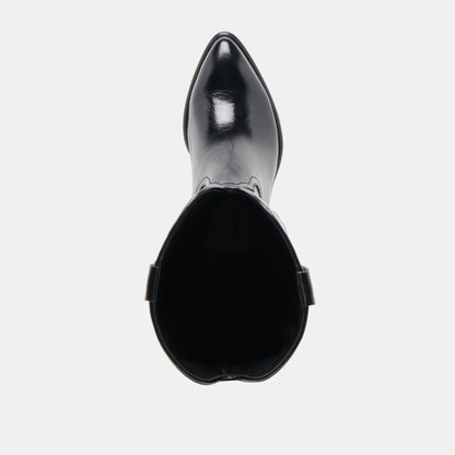 MIRLA WIDE CALF BOOTS BLACK LEATHER