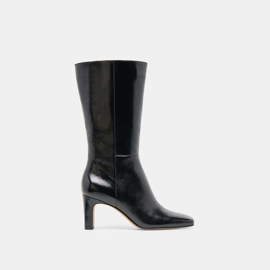Riggs Wide Calf Black Leather Boots | Dolce Vita