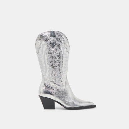Ryland Extra Wide Calf Silver Boots | Distressed Leather Boots