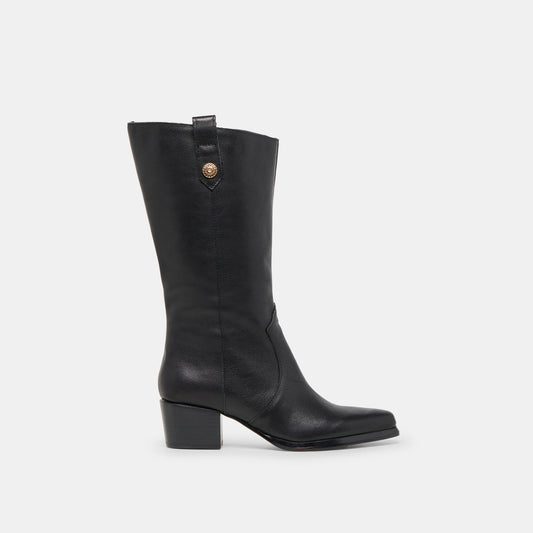 Vern Black Leather Wide Calf Boots | Dolce Vita