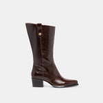 Vern Chocolate Leather Wide Calf Boots | Dolce Vita