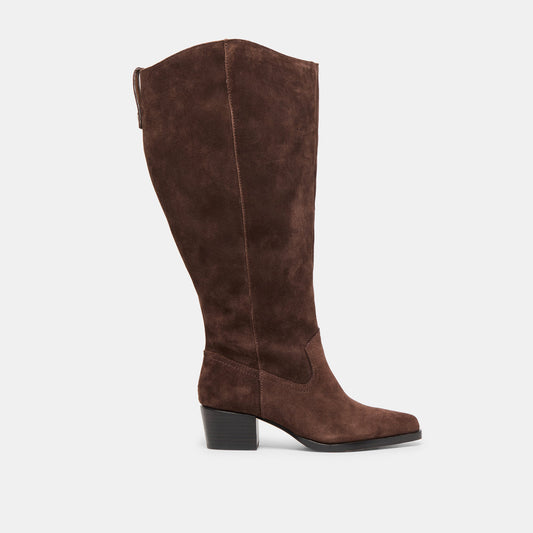 Virona H2O Waterproof Dk Brown Suede Extra Wide Calf Boots | Dolce Vita
