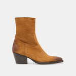 KLYDE Cognac Suede Block Heel Ankle Boots | Dolce Vita