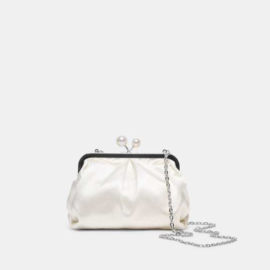 Kendall White Satin Clutch | Dolce Vita