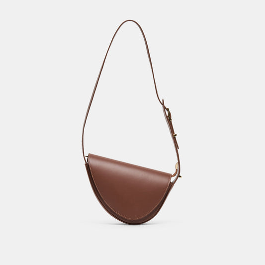 Sabine Brown Leather Shoulder Bag | Dolce Vita