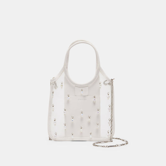 SYLVENE PEARL White Mesh Removable Crossbody Handbag | Dolce Vita