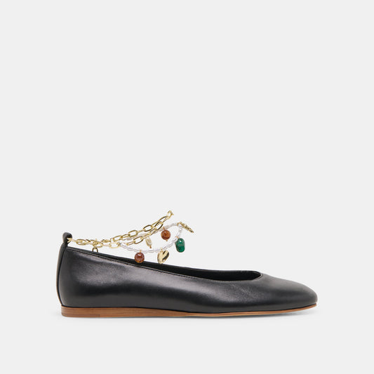 Baiden Black Leather Ballet Flats | Dolce Vita