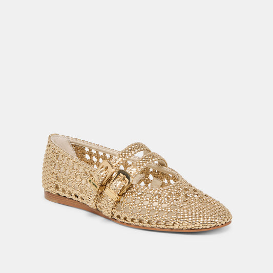 BAYLEE WOVEN BALLET FLATS GOLD WOVEN STELLA