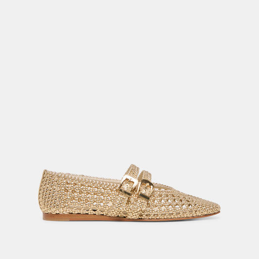 Baylee Gold Woven Stella Ballet Flats | Dolce Vita