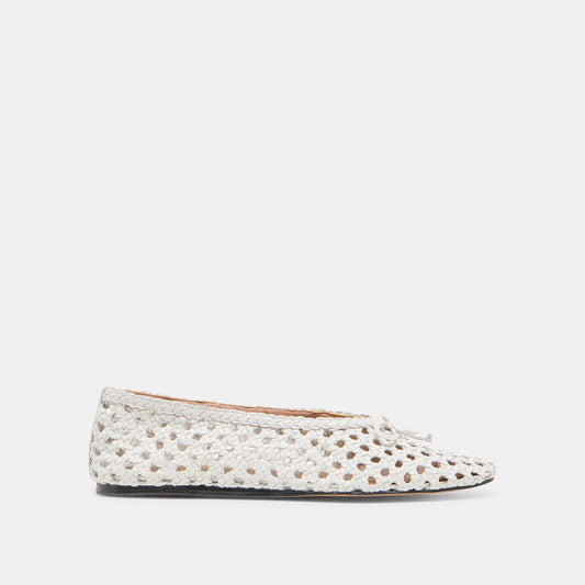 Edda Bone Woven Leather Ballet Flats | Dolce Vita