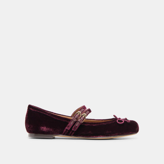 Gibsen Burgundy Velvet Ballet Flats | Dolce Vita