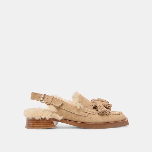 Hamlit Plush Dk Taupe Suede Loafers | Dolce Vita