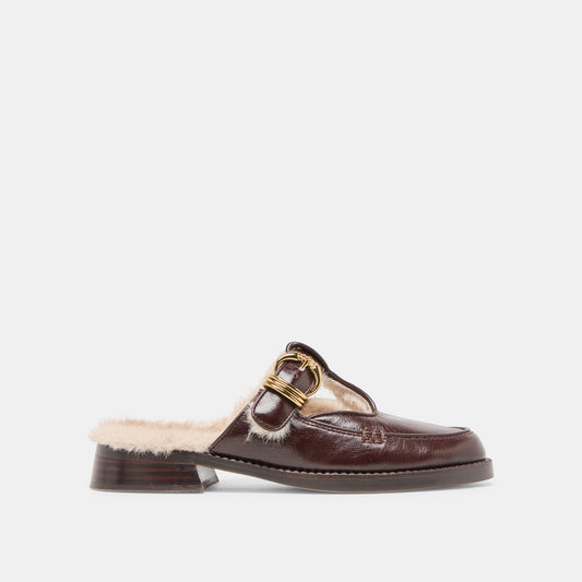 Harlah Plush Chocolate Leather Flats | Dolce Vita