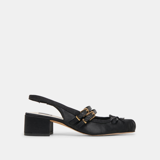 Loris Onyx Satin Heels | Dolce Vita