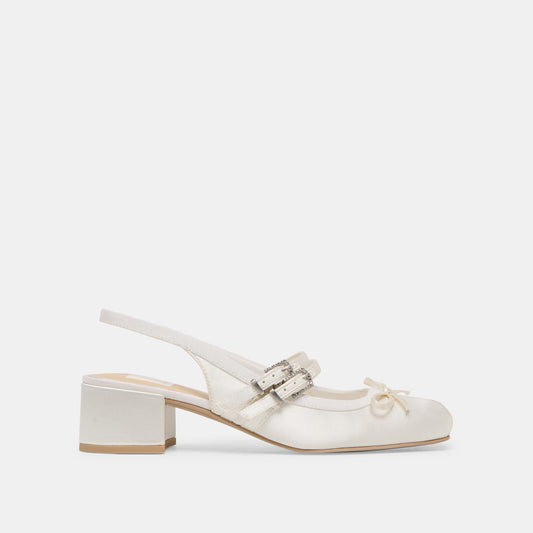 Loris True White Satin Heels | Dolce Vita