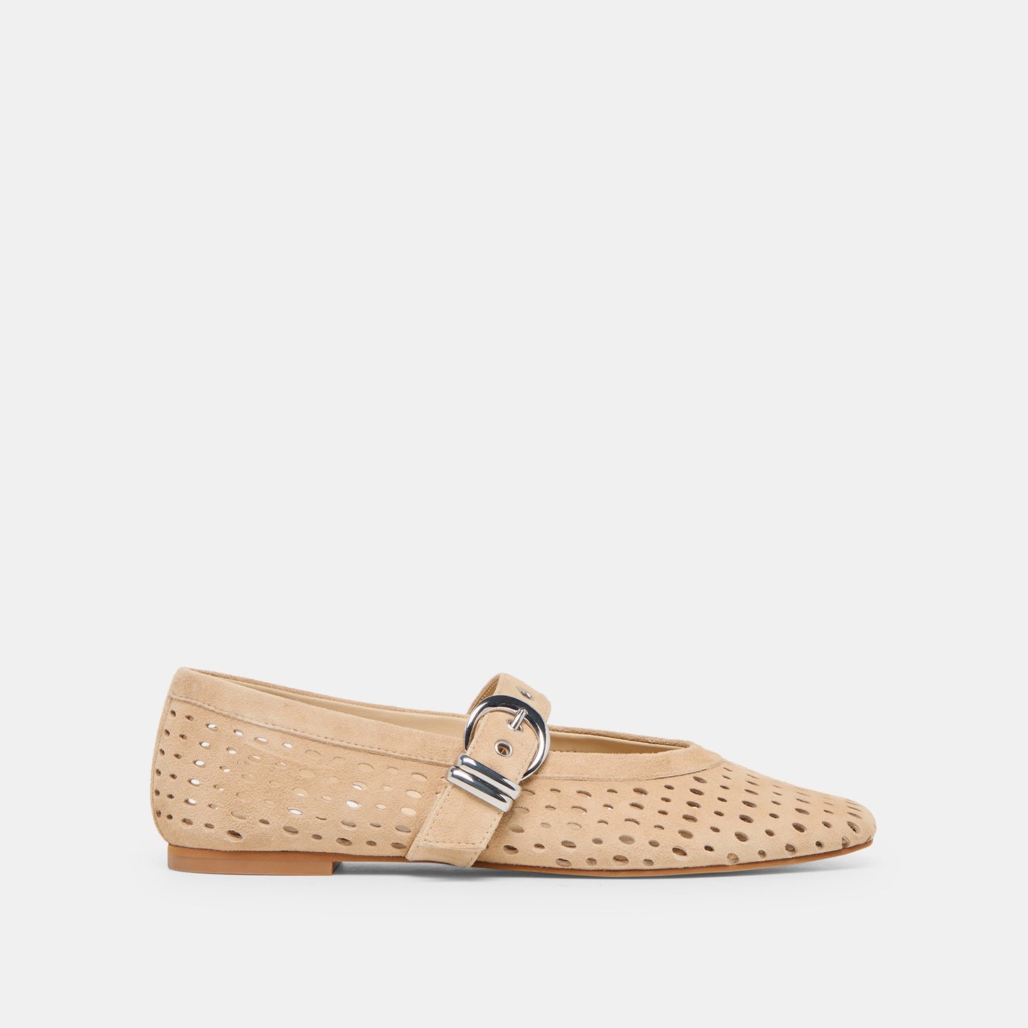 Mikel Camel Perforated Suede Ballet Flats | Dolce Vita