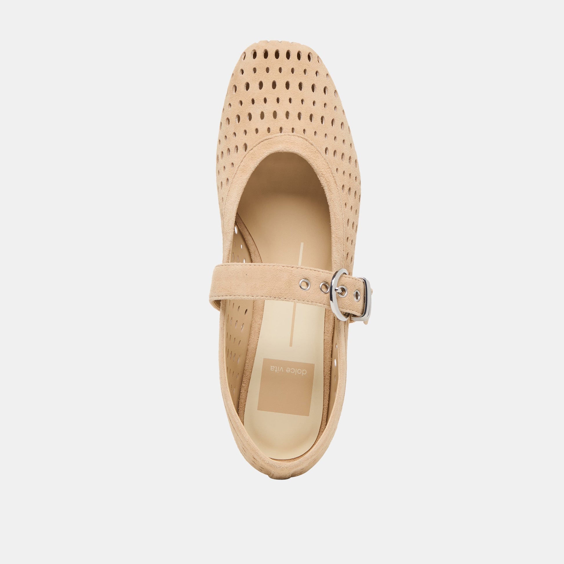 MIKEL BALLET FLATS CAMEL PERFORATED SUEDE