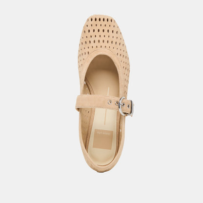 MIKEL BALLET FLATS CAMEL PERFORATED SUEDE