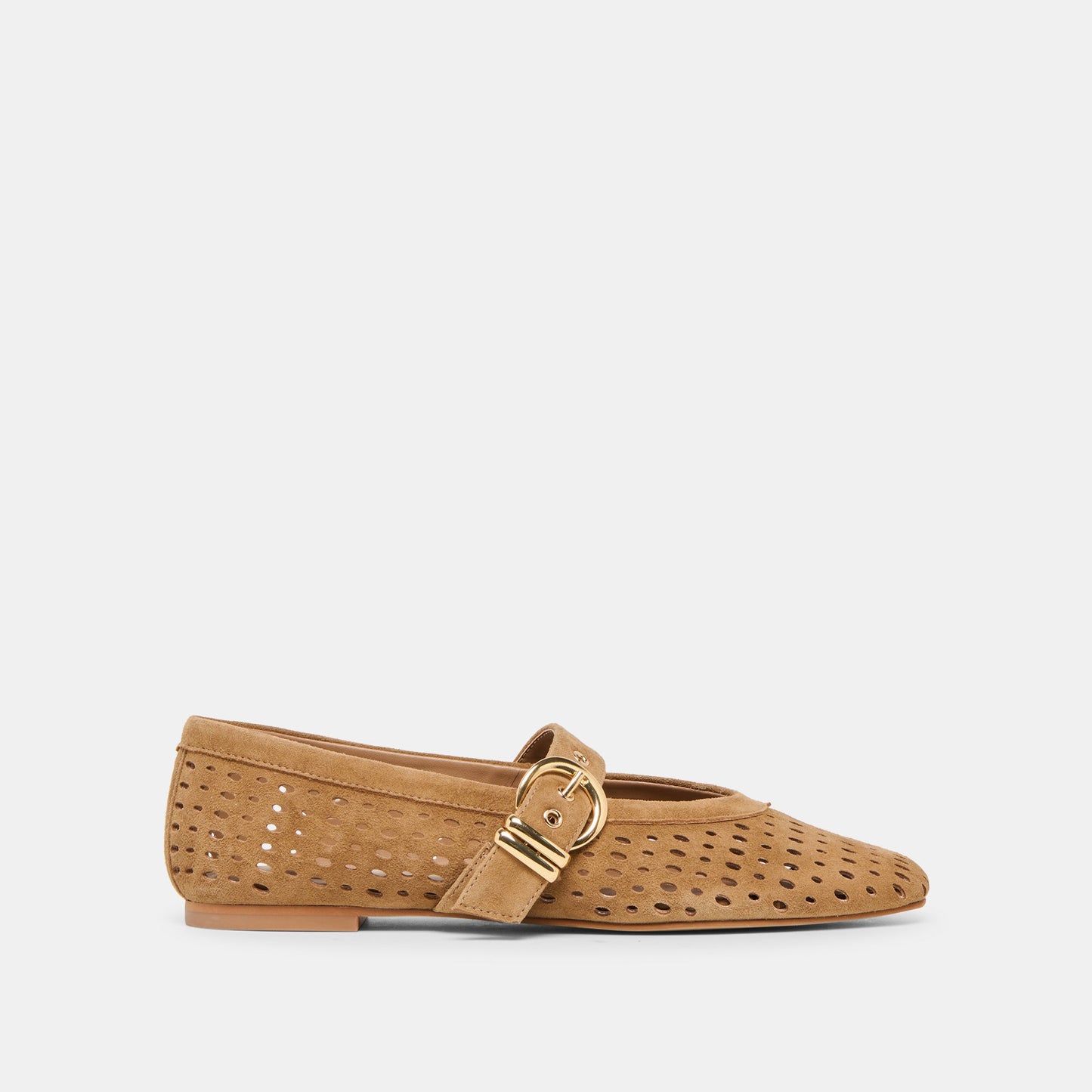 Mikel Lt Brown Perforated Suede Ballet Flats | Dolce Vita