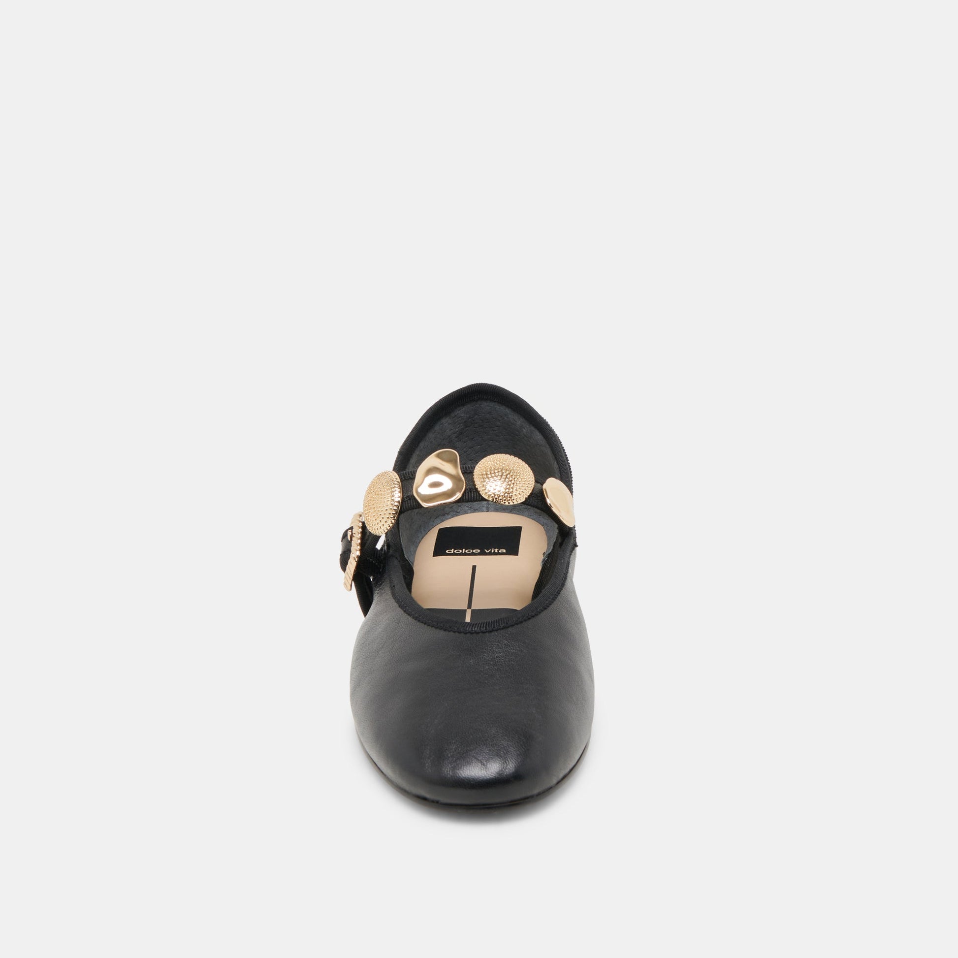 RELAN WIDE BALLET FLATS BLACK LEATHER