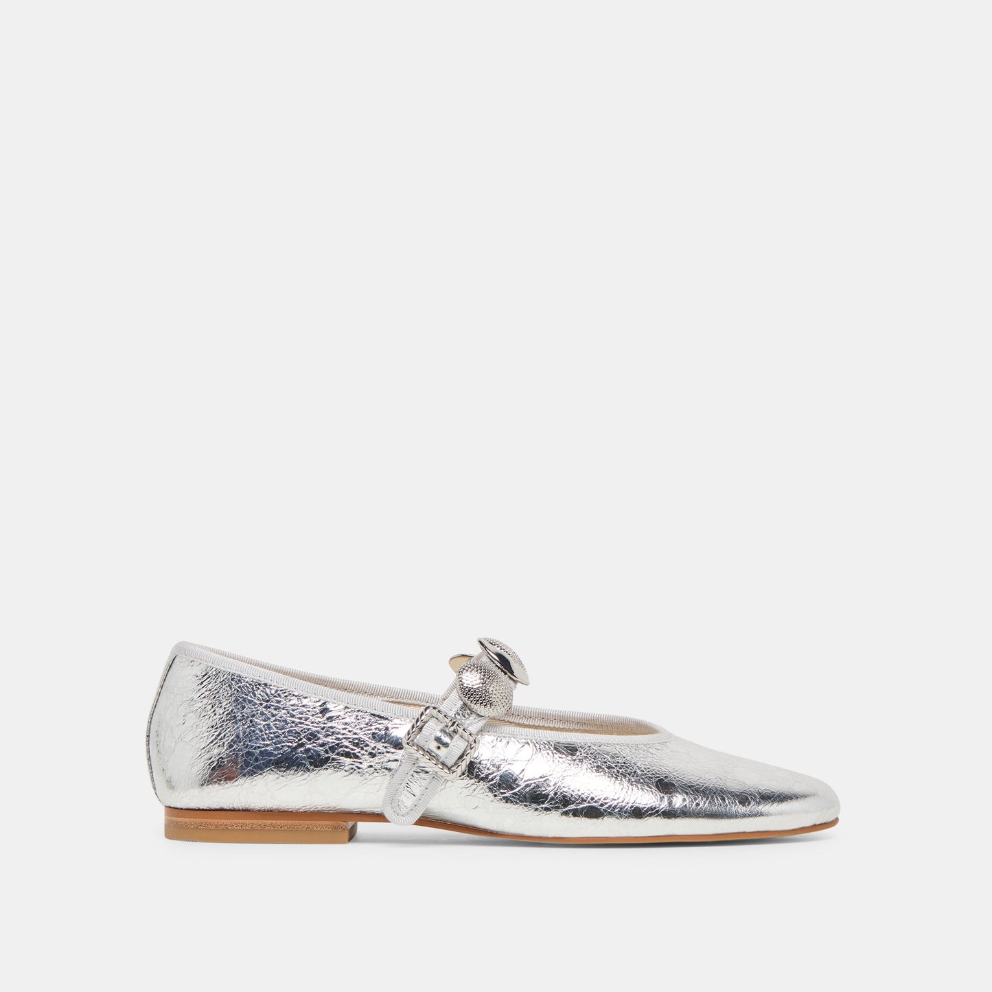 Relan Silver Distressed Leather Ballet Flats | Dolce Vita