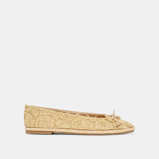 Tianna Lt Natural Raffia Lace Ballet Flats | Dolce Vita