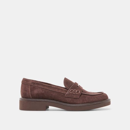 Tiggy Mahogany Suede Loafers | Dolce Vita