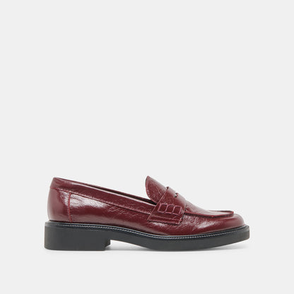 Tiggy Oxblood Crinkle Patent Loafers | Dolce Vita