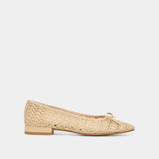 Ulicia Lt Natural Cross Hatch Raffia Ballet Flats | Dolce Vita