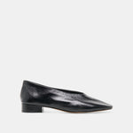 ANDEY Black Leather Block-Heel Ballet Flats | Dolce Vita