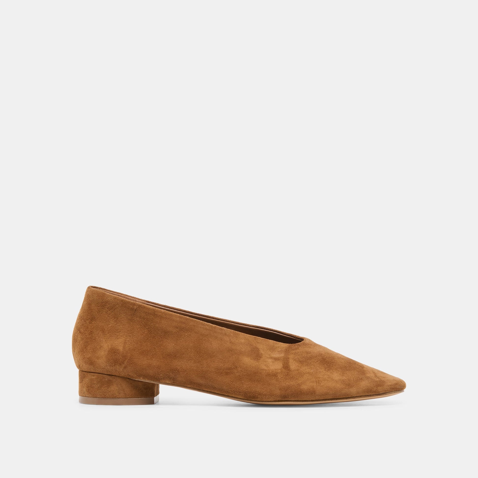 ANDEY Brown Suede Block-Heel Ballet Flats | Dolce Vita