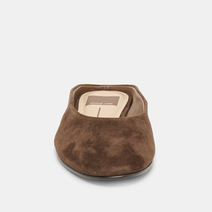 EILA FLATS DK BROWN SUEDE
